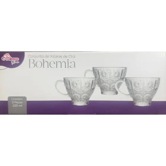 Jogo Xícaras Café Chá Sem Pires 220ml 6 Peças Vidro Transparente Resistente Mesa Egito Bohemia