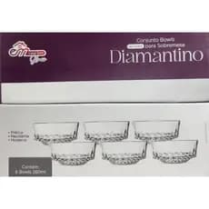 Jogo de Bowls Diamantino para Sobremesa: Elegância e Versatilidade em 6 Peças de Vidro