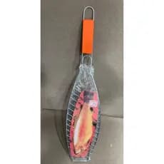 Grelha Oval Para Peixe Com Cabo De Madeira 54x12,2cm