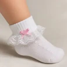Meia Infantil Bebê Delicada Renda Laço Florzinha Menina Princesa Batizado Casamento Roupa Infantil