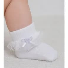 Meia Bebê Menina Renda Laço Flor Delicada Infantil Batizado Casamento Confortável Cano Médio