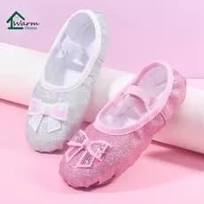 Sapatos Profissionais De Dança Com Sola Macia Glitter Pink Ballet Dance Shoes