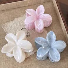 2025 Novo Gradiente Plumeria Flor Hairpin Garra De Cabelo Leve Tubarão Braçadeira Apertos Feminino Grampos Acessórios Pr