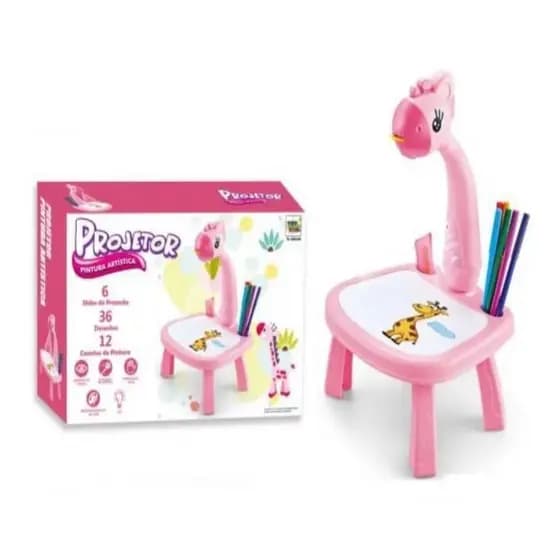 Mesa Projetor Desenho Infantil Mesinha De Desenho Projetora(Rosa claro)