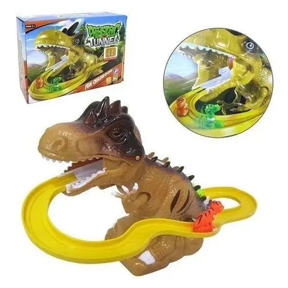 Pista De Dinossauros Com Som E Luz Túnel Escorregador Dino