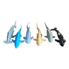 Brinquedo de Borracha Oceano com 6 pçs,Baleia Tubarão e outros.