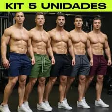 Kit 5 Short Tactel Bermuda Masculina Bolsos laterais Mauricinho Tecido Leve Confortável