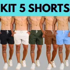 Kit 5 Short Linho Masculino Bermuda Mauricinho Curto Moda Praia Qualidade Premium