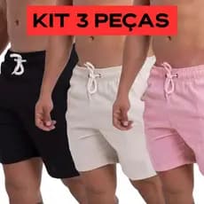 Kit 3 Short De Linho Bermuda Mauricinho Masculino Curto Com Bolso Qualidade Premium Verão