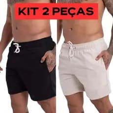 Kit Com 2 Short Linho Bermuda Mauricinho Sarja Colorida Qualidade Premium Curto Masculino Básico
