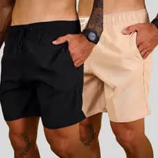 Kit 2 Bermudas Masculinas Short Tactel Elastano Confortável Moda Praia Academia Secagem Rápida