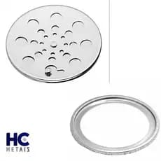 Ralo Tampa Grelha Inox Para Banheiro ou Area Gourmet Redondo 15x15 Com Fecho E Com Caixilho
