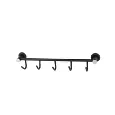 Cabideiro Para Banheiro/Cozinha Multiuso 5 Ganchos Standard Preto