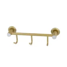 Cabideiro Para Banheiro/Cozinha Multiuso 3 Ganchos Standard Dourado