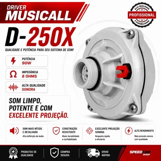 Driver D250X 200W Similar para Corneta e Corneteira de seu Som Automotivo e Caixa de Som Residencial