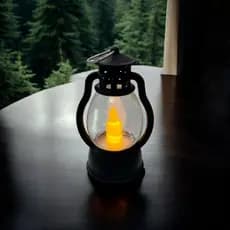 Kit 10 Unidades Mini Lampião na Cor Preta ou Veemelha Vela LED Decorativa VINTAGE
