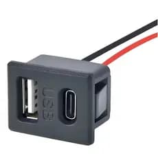 TOMADA USB PARA PAINEL DUPLO FÊMEA (TIPO-A E TIPO-C) PARA PAINEL AC 5V / DC 5v - 1,5 e 2A