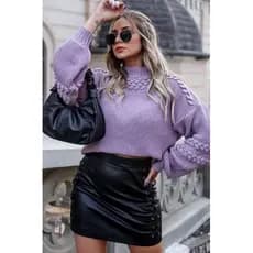 Blusao Sueter Em Trico Com Tranca Na Moda