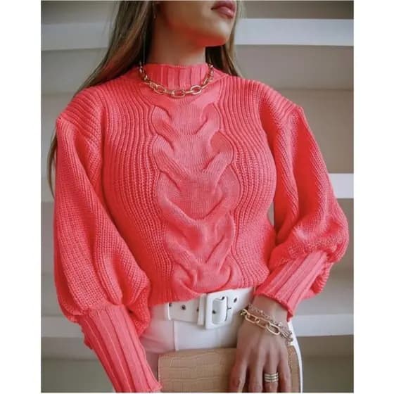Blusa feminina tricot manga longa