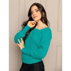 Blusa sueter tricô manga longa 36-46