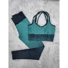conjunto de acadeima fitness top com legging feminina degrade