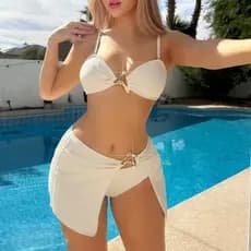 Kits indicados 3 peças conjunto de biquini liso com