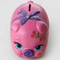 Cofre Cofrinho Com 2 Porquinhos Porco Laço Cores Diversas Economia Dinheiro Decoração Finanças