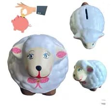 Cofre Cofrinho Ovelhinha Decoração Produto Artesanal Pintado Finança Dinheiro Moeda Economia