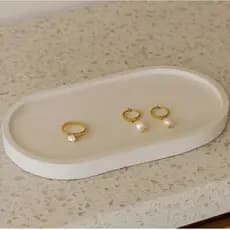 Bandeja Oval Luxo Gesso Decorativa Mini Expositor Joias