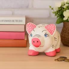 Cofre Cofrinho Porquinho Porco Guardar Moedas Dinheiro Faiança Variadas Cores Decoração Artesanal