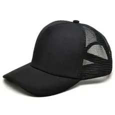 Boné Trucker Aba Curva Telinha Liso Preto