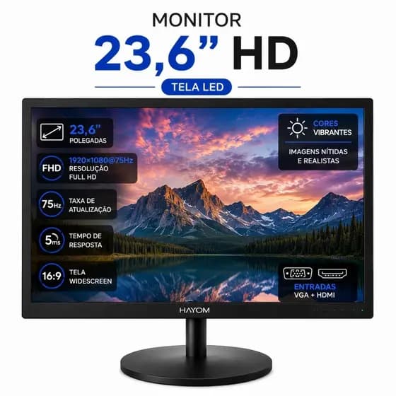 Monitor 23 polegadas Full HD 75Hz HDMI VGA Tela LED PC Gamer Escritório Monitor Gamer Alta Qualidade Oferta Barato Novo