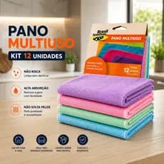 Kit 12 Pano Multiuso cozinha Microfibra Alta Absorção Não Risca Não Solta Pelos Limpeza Casa Kit 3 6 12
