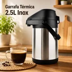Garrafa Termica Hoteleira 2.5L e 1.9L Inox com Alça Café Chá Agua Quente Gelado Grande Bebida Casa Bar Cozinha Viagem