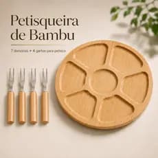 Petisqueira de Bambu 28cm Tábua Bandeja Frios Bandeja Petiscos Mesa Posta Café da Manhã Cozinha Decoração