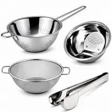 Escorredor de arroz inox Escorredor multiuso inox macarrão salada alimentos legumes enxoval utensilio domestico pegado