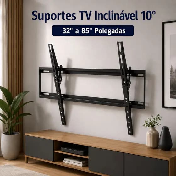 Suporte de TV Ultra Slim Inclinável para LED, LCD Smart TV 32" a 55" e 37" a 85" Polegadas Sala Universal Aço Reforçado