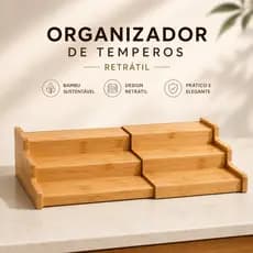 organizador potes tempero bambu extensível expansível 3 andares Expositor escadinha decorativo porta condimento  bancada