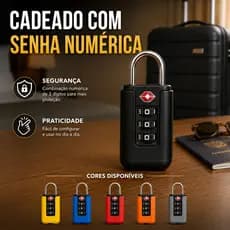 Cadeado com Senha para mala viagem mochila bagagem TSA numérico segredo ANTI FURTO segurança aeroporto armário academia