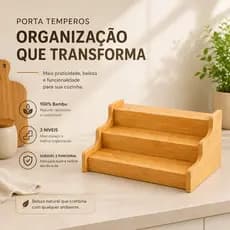 Porta condimentos de Bambu Suporte 3 Níveis Potes Multiuso tempero Perfume bancada escadinha cosmeticos decorativo