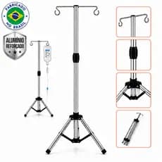 Pedestal Suporte P/ Soro Fisiológico 2,00m TRIPÉ SORO ALTA ESTABILIDADE ALTURA AJUSTAVEL ALUMINIO