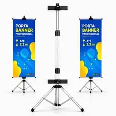 Porta Banner 2,20m C Garras Profissional Aluminio Pedestal Reforçado