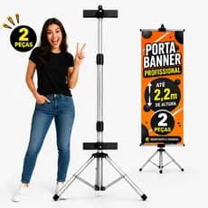 2 Porta Banner C/ Garras 2,20m Suporte Pedestal Tripé +