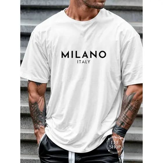 Camiseta Masculina 100% Algodão  Conforto para o Dia a Dia Academia e Rolês camiseta milano Masculina Streetwear