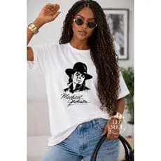 T-Shirt Feminina Casual 100% Algodão Moda Feminina Confortável Camiseta Michael Jackon Dia a dia camiseta unissex
