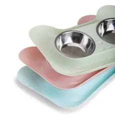 Tigela Dupla Aço Inoxidável Para Cachorros E Gatos