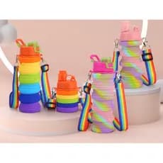 Garrafa Silicone Retrátil Dobrável Portátil 500ml Colorido/com cordao  350mL