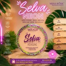 Pó Compacto Miss Rose Selva Neon Matte Longa Duração Tons 01 ao 05 Claro Médio Moreno Escuro Todos os Tipos de Pele