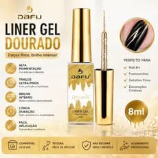 Liner Gel Dourado Dafu Pincel Fino Nail Art Francesinha Uv Led