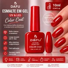 Esmalte Em Gel Dafu Vermelho Color Coat Led Uv Unhas 10ml